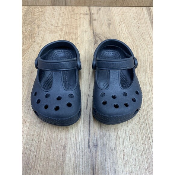 Crocs Classic Kid's US 1 Clogs Black Ankle Strap Round Toe Comfort Slip On Shoes - Picture 4 of 16